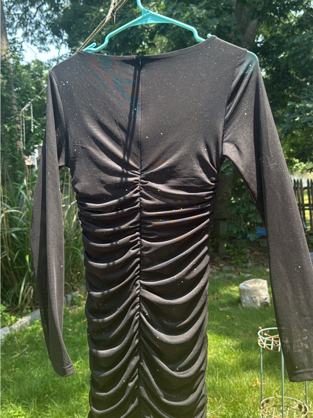 Black Ruched Long Sleeve Bodycon Dress